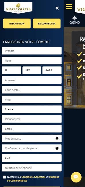 Register et connectez-vous S'inscrire et s'identifier à Viggoslot casino en ligne